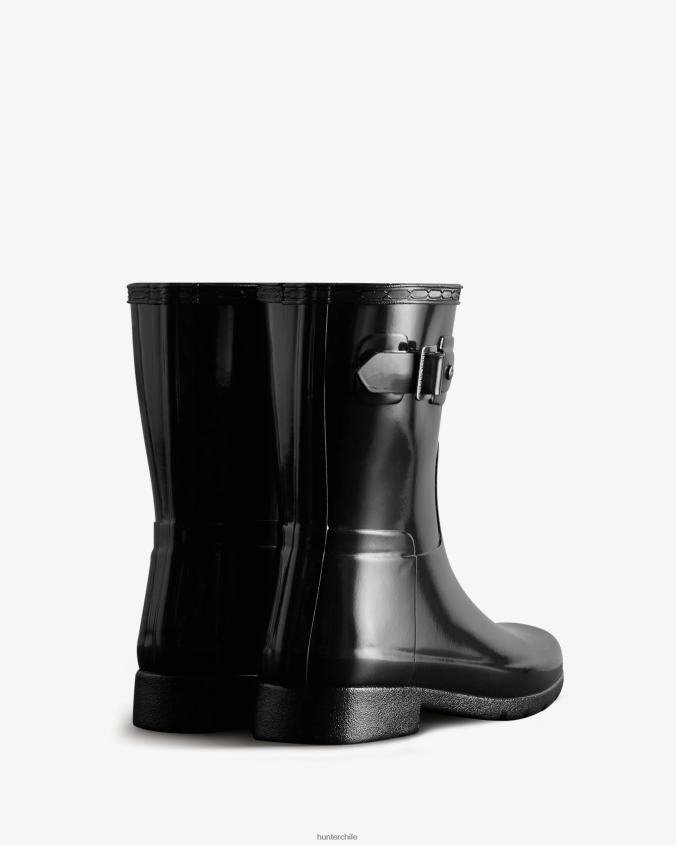 Bota de lluvia refinada y ajustada, corta y brillante JV4X48178 Hunter mujer