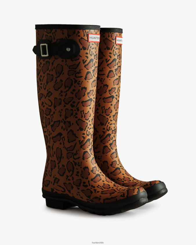 botas de lluvia altas con estampado de leopardo JV4X48168 Hunter mujer