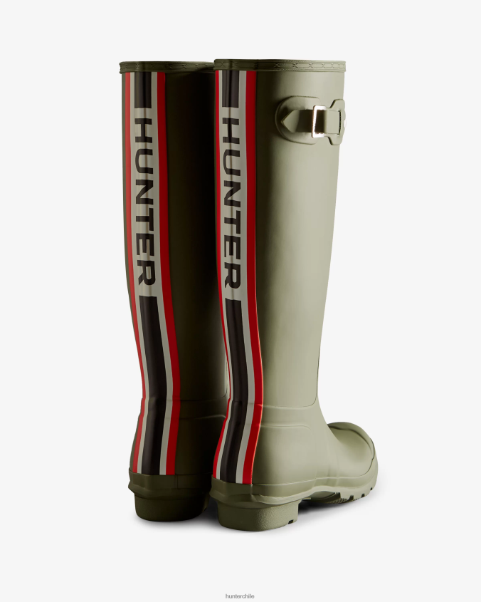 botas de lluvia altas con logo tricolor en la parte posterior JV4X489 Hunter mujer