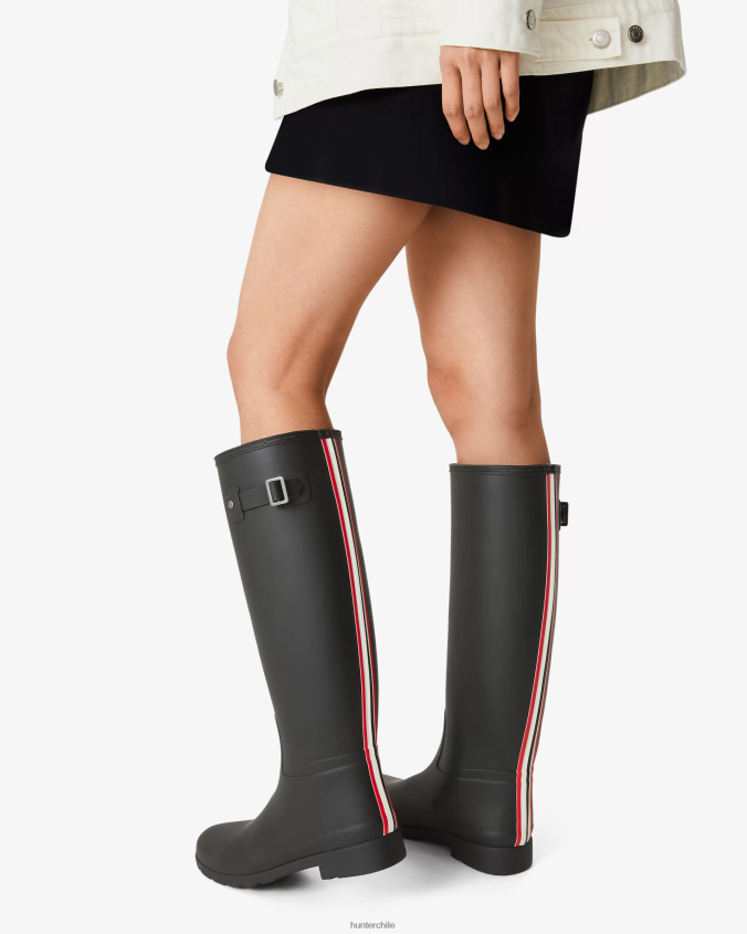 botas de lluvia altas refinadas y entalladas con logo tricolor en la correa posterior JV4X48170 Hunter mujer
