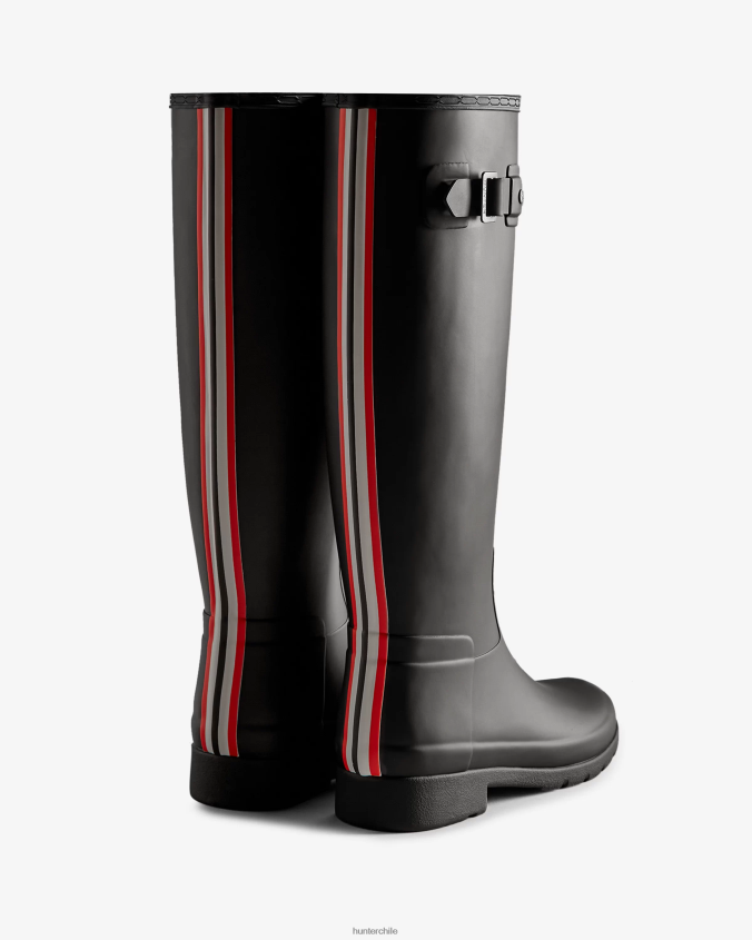 botas de lluvia altas refinadas y entalladas con logo tricolor en la correa posterior JV4X48170 Hunter mujer