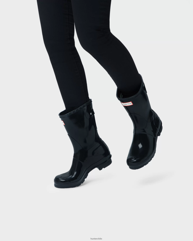 Botas De Lluvia Hunter Chile Nebula Corta - Azul Iridiscente - Mujer