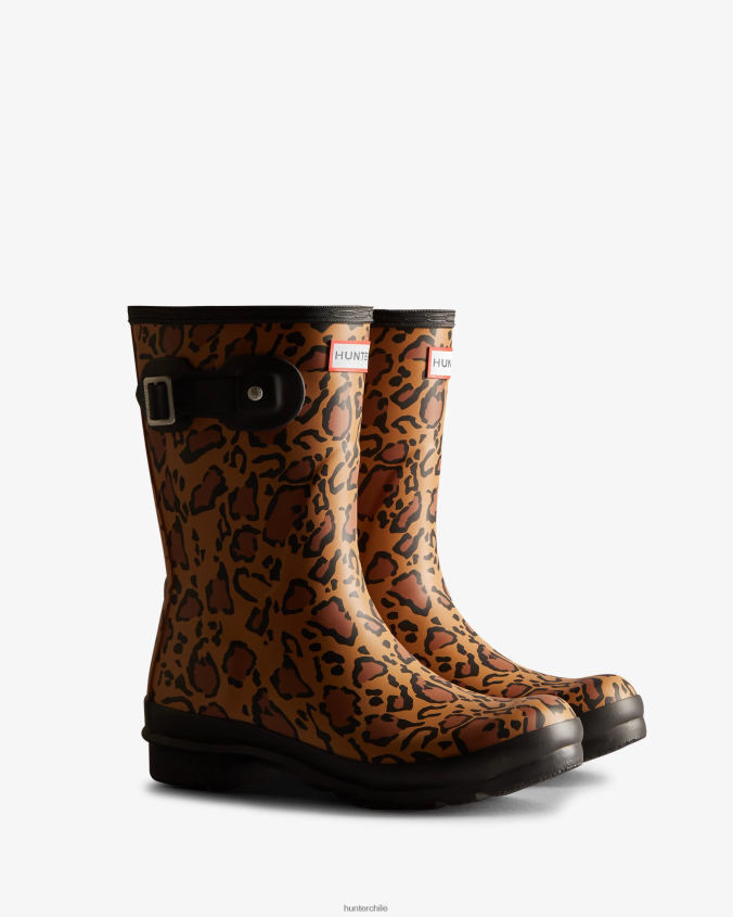 botas de lluvia cortas con estampado de leopardo JV4X48128 Hunter mujer