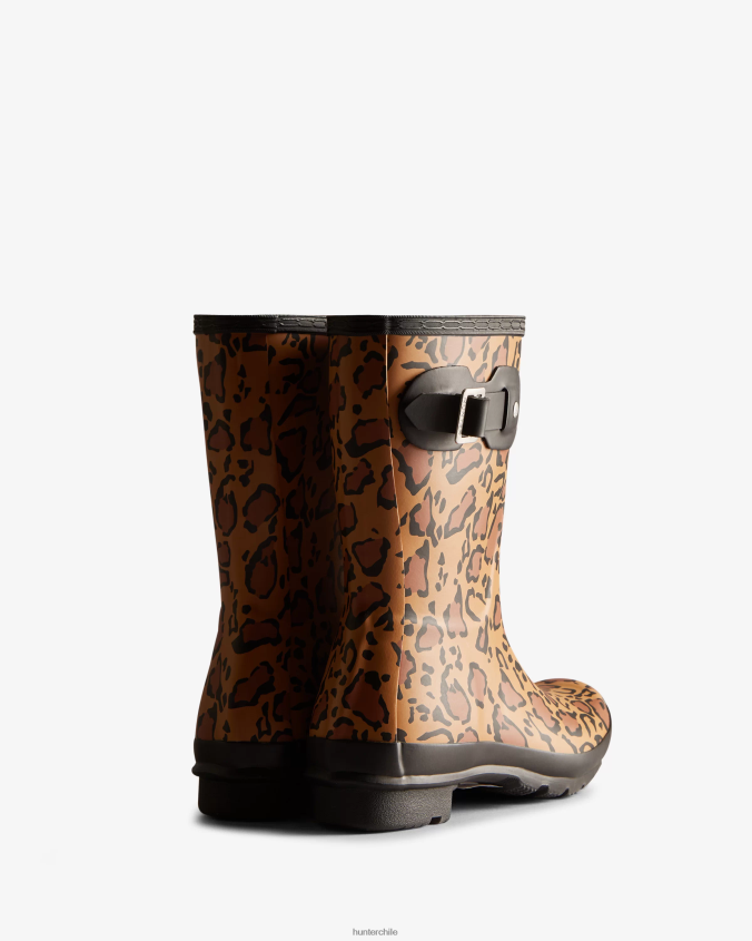 botas de lluvia cortas con estampado de leopardo JV4X48128 Hunter mujer