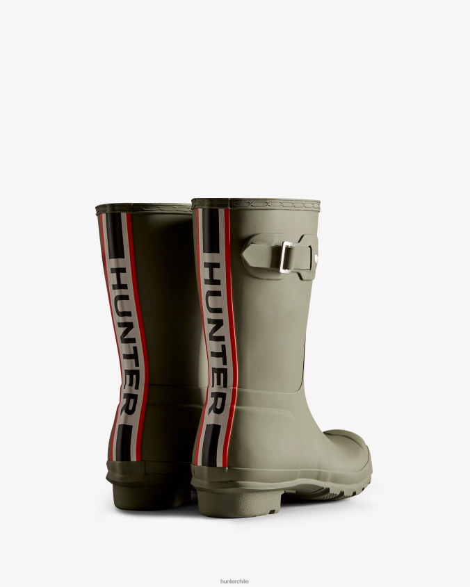 botas de lluvia cortas con logo tricolor en la parte posterior JV4X482 Hunter mujer