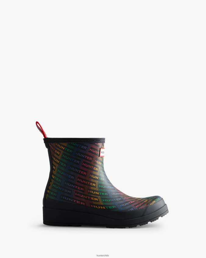 botas de lluvia cortas con logo y estampado de arco iris JV4X48315 Hunter mujer