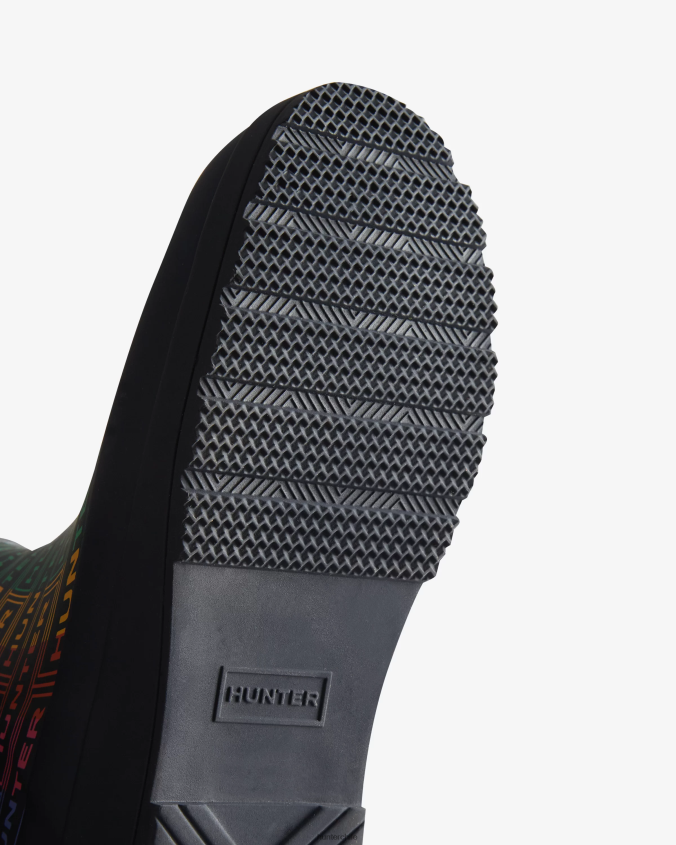 botas de lluvia cortas con logo y estampado de arco iris JV4X48315 Hunter mujer