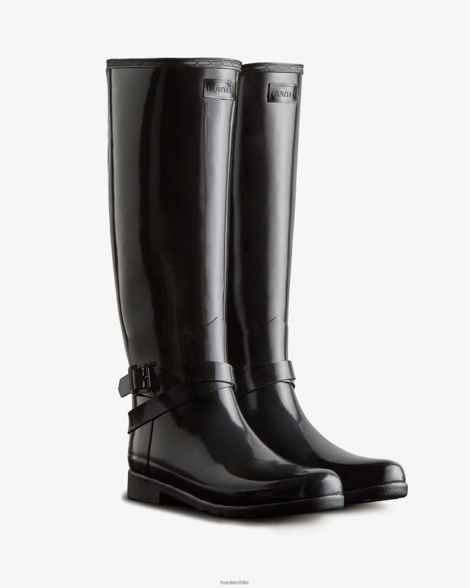 botas de lluvia refinadas, ajustadas y ajustables, altas y brillantes JV4X48226 Hunter mujer