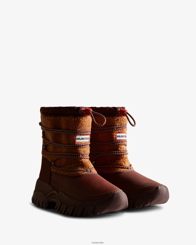 botas de nieve cortas con aislamiento de piel de oveja vegana Wanderer JV4X48304 Hunter mujer