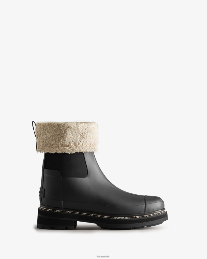 botas veganas de piel de oveja con parte superior enrollada y puntadas refinadas JV4X48211 Hunter mujer