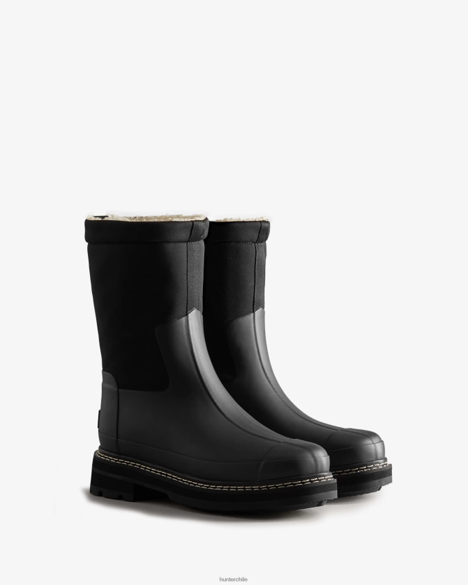 botas veganas de piel de oveja con parte superior enrollada y puntadas refinadas JV4X48211 Hunter mujer