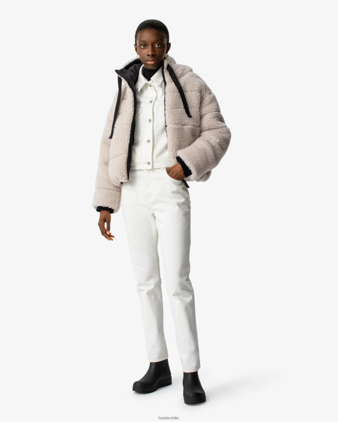 Chaqueta acolchada corta con aislamiento de piel de oveja vegana de Wanderer JV4X48365 Hunter mujer