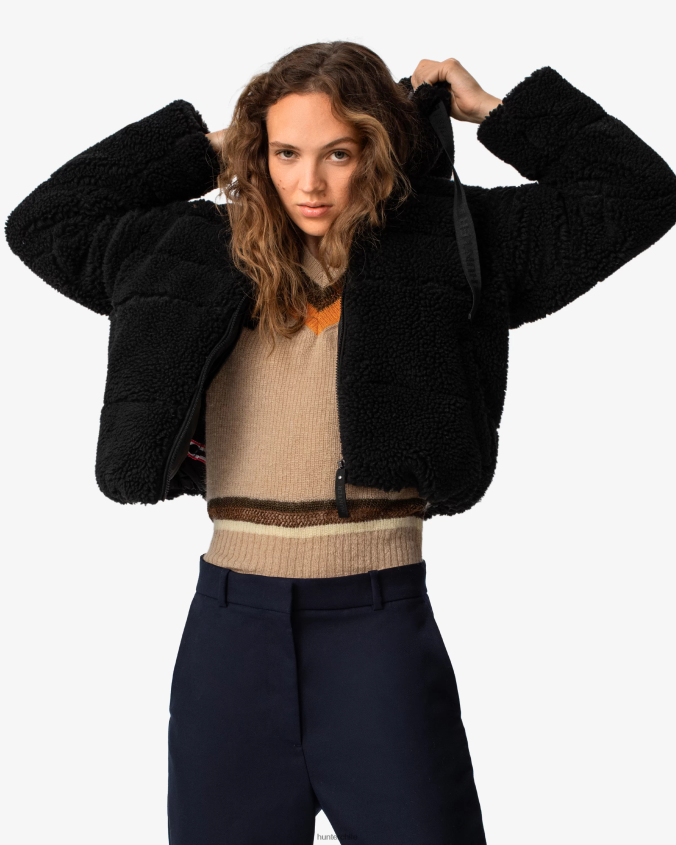 Chaqueta acolchada corta con aislamiento de piel de oveja vegana de Wanderer JV4X48372 Hunter mujer