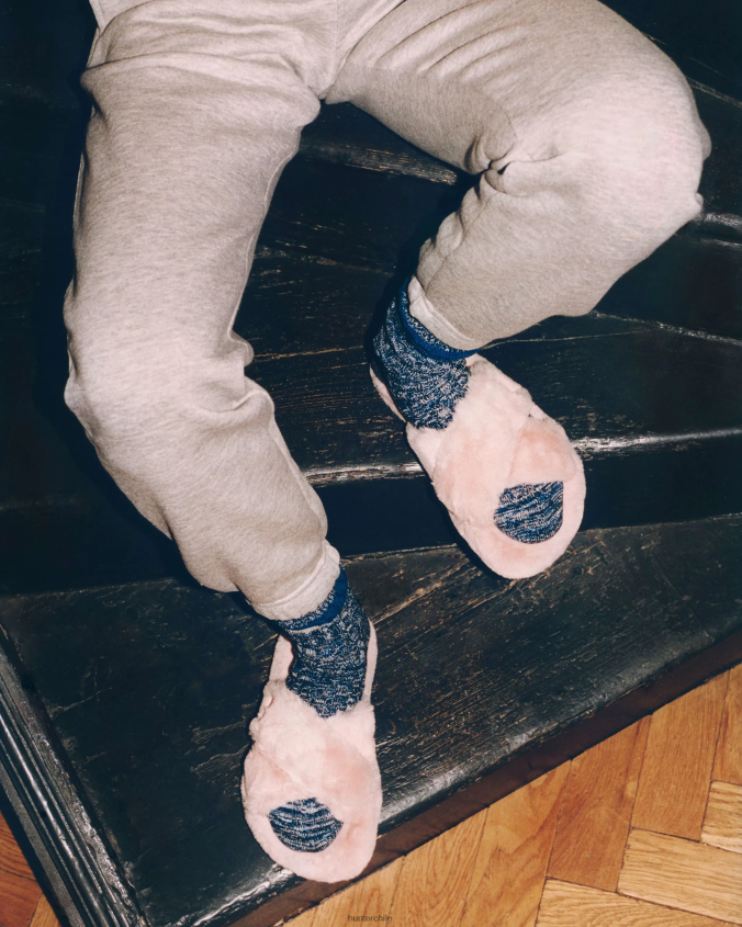 chanclas cruzadas con plataforma plana y pelo sintético JV4X48323 Hunter mujer