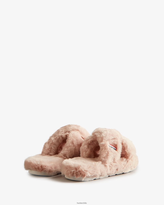 chanclas cruzadas con plataforma plana y pelo sintético JV4X48323 Hunter mujer