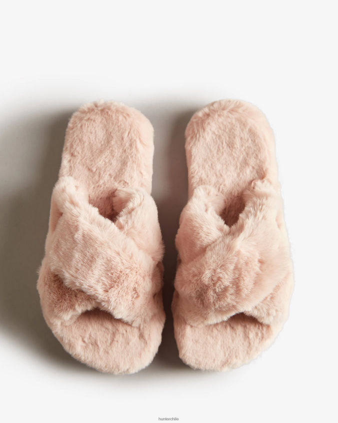 chanclas cruzadas con plataforma plana y pelo sintético JV4X48323 Hunter mujer