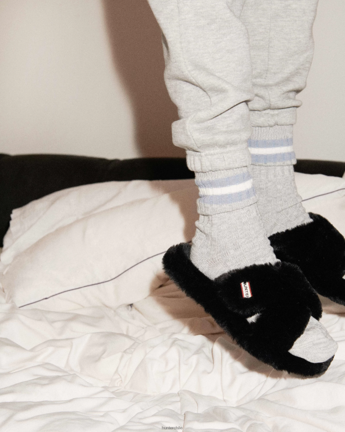 chanclas cruzadas con plataforma plana y pelo sintético JV4X48324 Hunter mujer