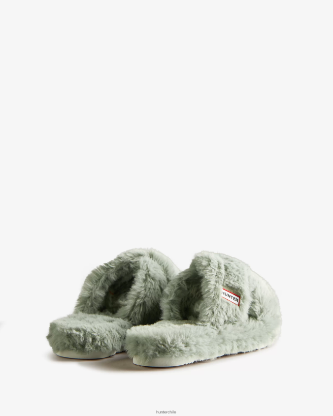 chanclas cruzadas con plataforma plana y pelo sintético JV4X48325 Hunter mujer