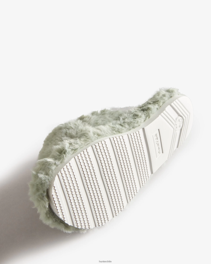 chanclas cruzadas con plataforma plana y pelo sintético JV4X48325 Hunter mujer