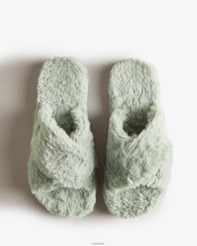 chanclas cruzadas con plataforma plana y pelo sintético JV4X48325 Hunter mujer